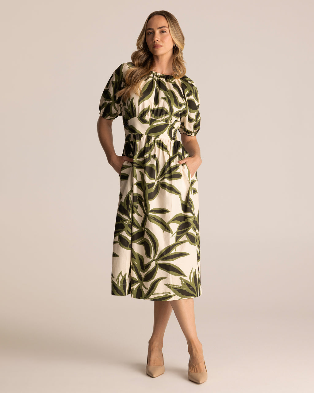 Mademoiselle Dress - Cream/Olive - Stella Clothing
