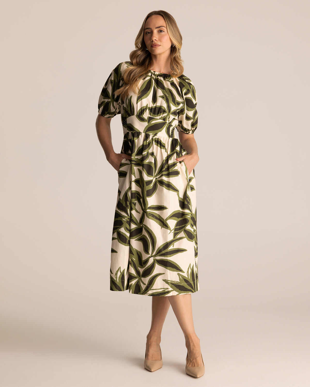 Mademoiselle Dress - Cream/Olive - Stella Clothing
