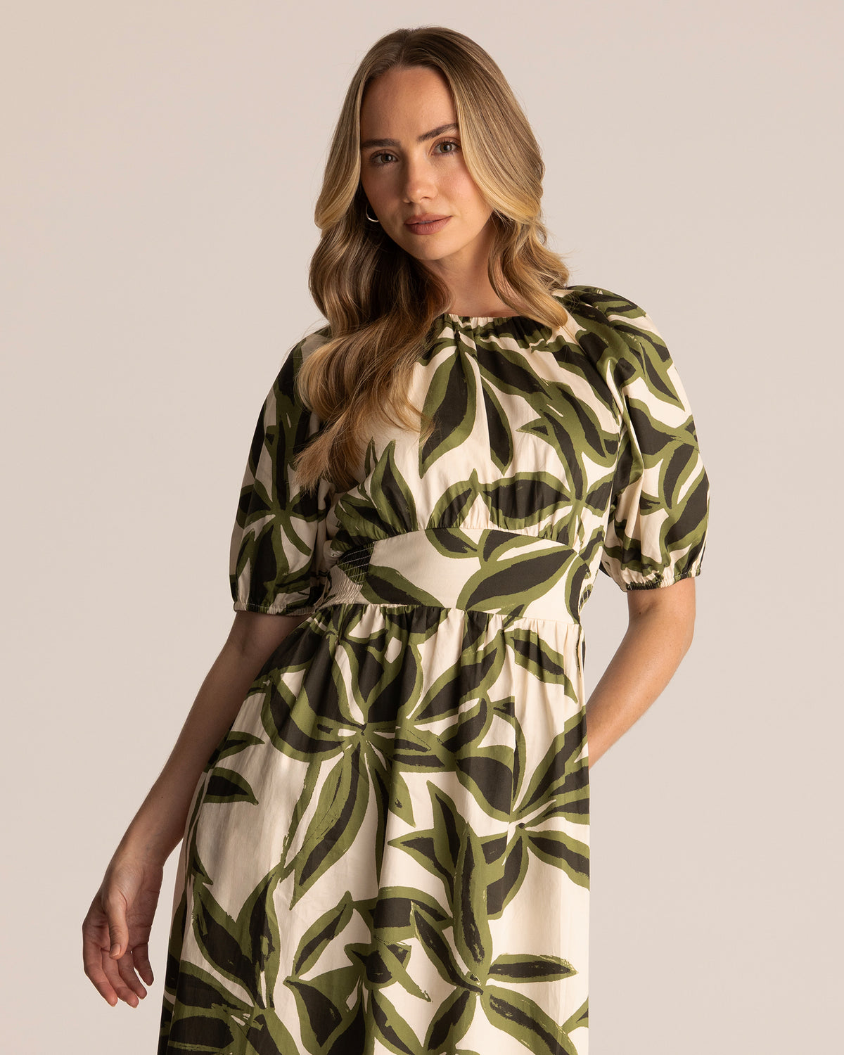 Mademoiselle Dress - Cream/Olive - Stella Clothing
