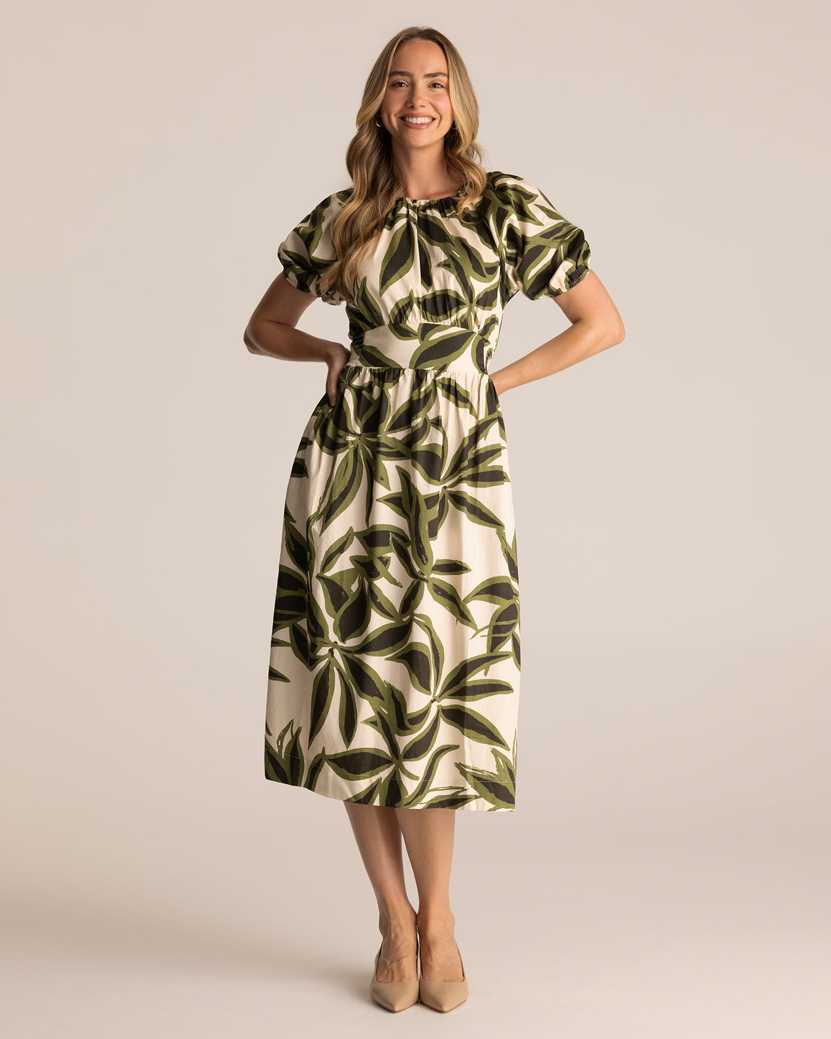 Mademoiselle Dress - Cream/Olive - Stella Clothing
