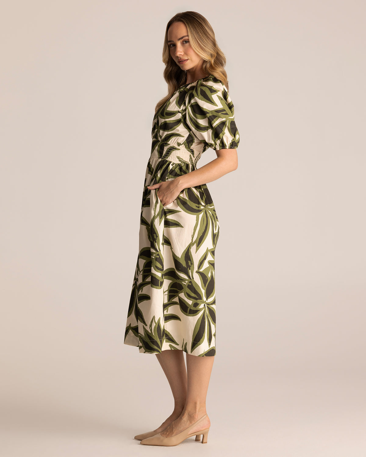 Mademoiselle Dress - Cream/Olive - Stella Clothing
