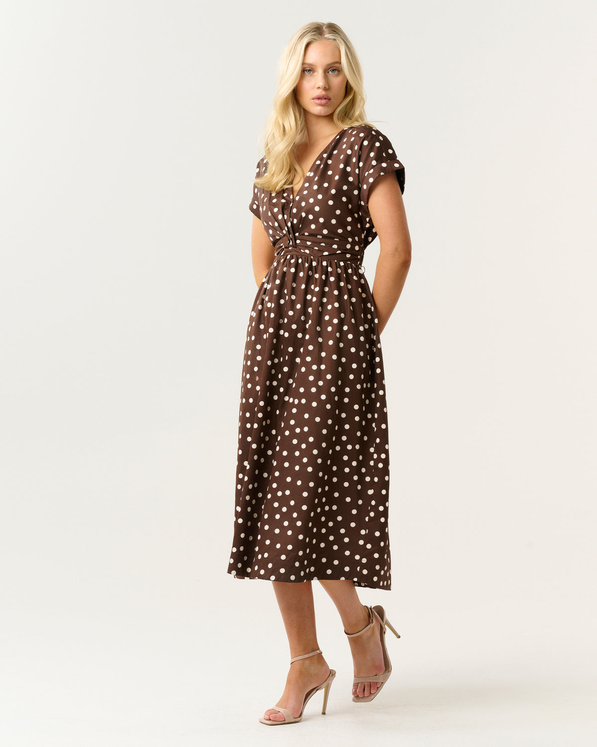 POLLIE DRESS - PECAN/CREAM - Stella Clothing