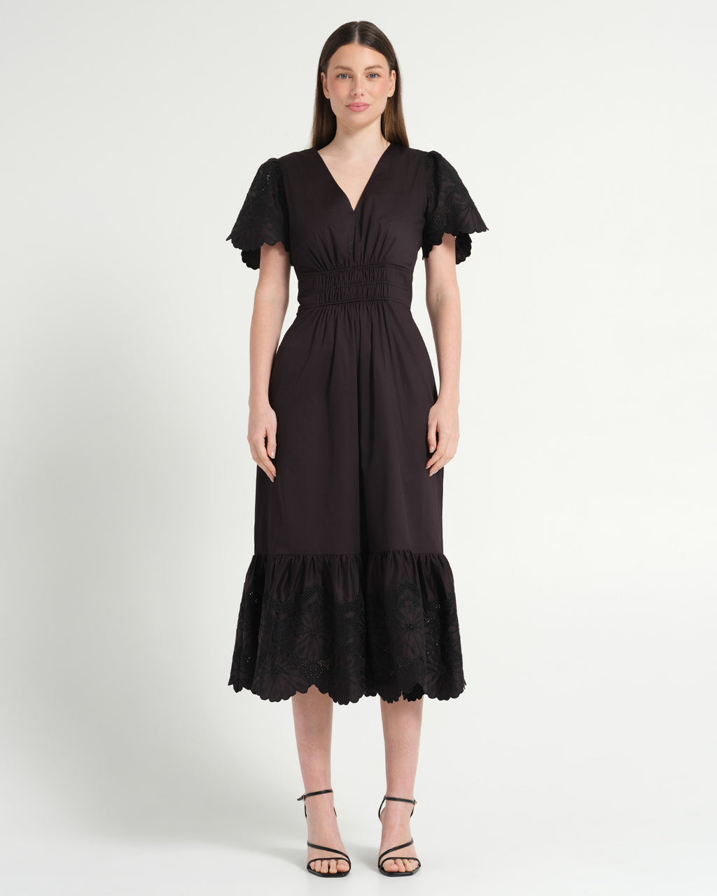 Women's black cotton midi dress | Day dress in Australia | Stella