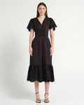 Women's black cotton midi dress | Day dress in Australia | Stella