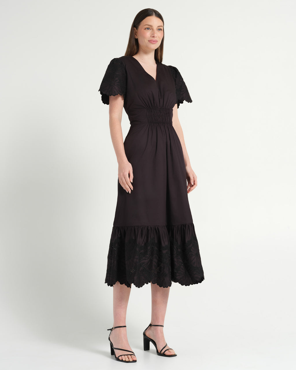 Women's black cotton midi dress | Day dress in Australia | Stella