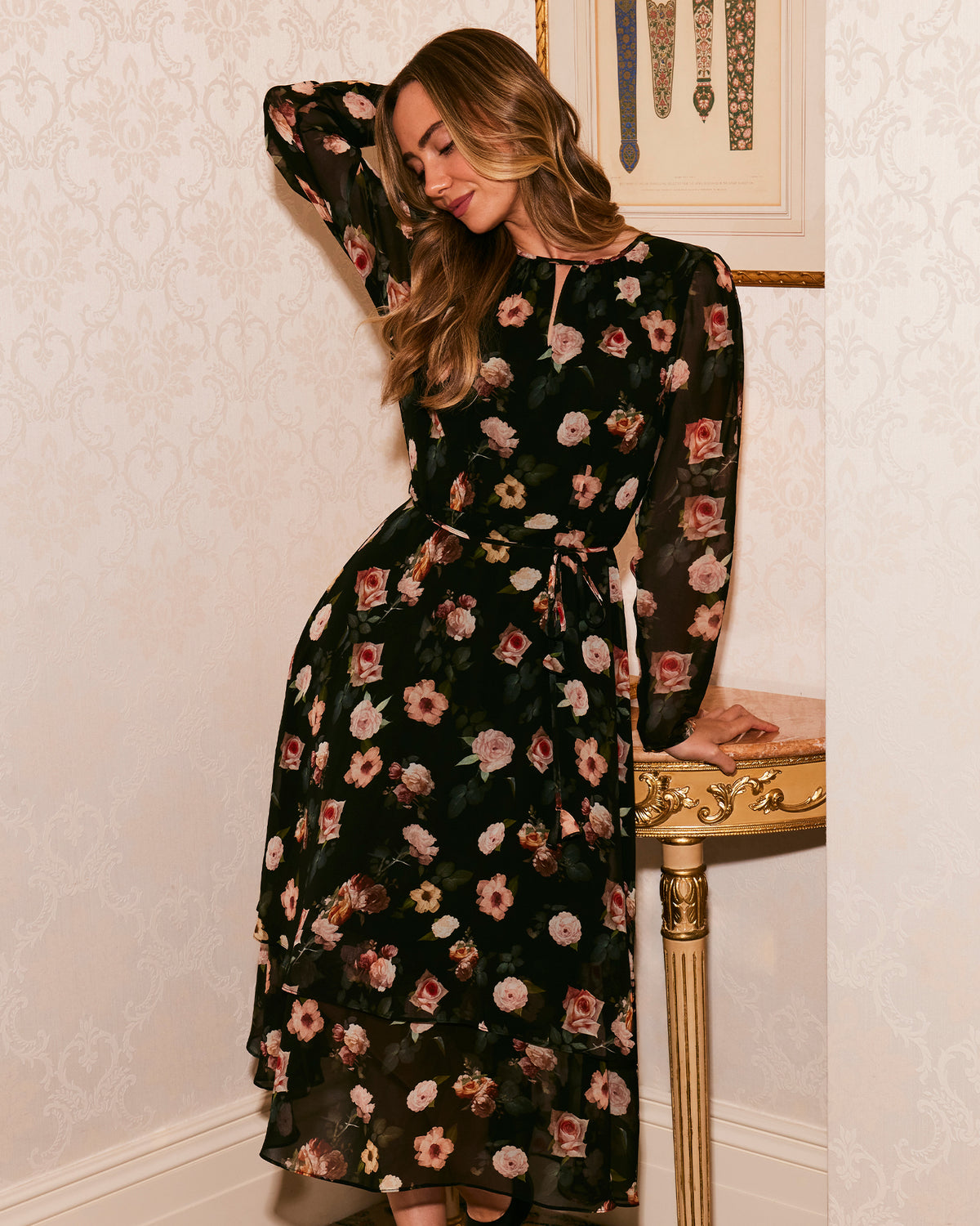 Melanie Dress - Black Blooms - Stella Clothing
