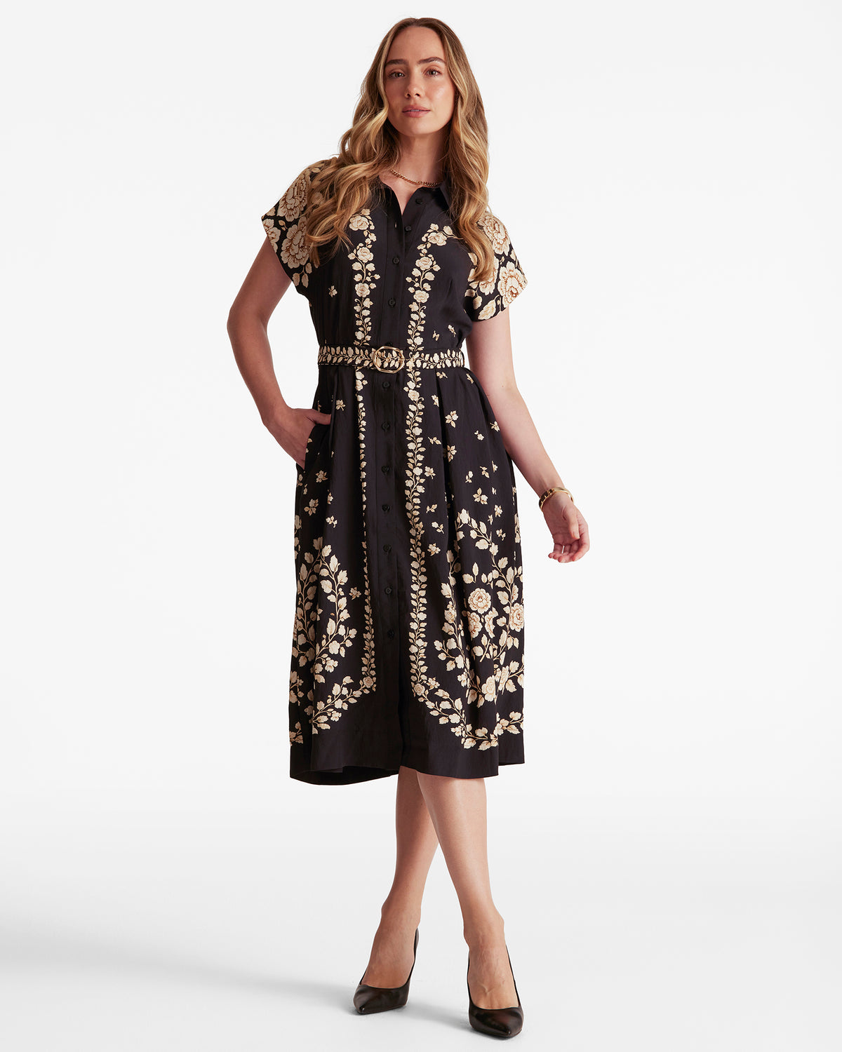 Angela Dress in Golden Night Florals