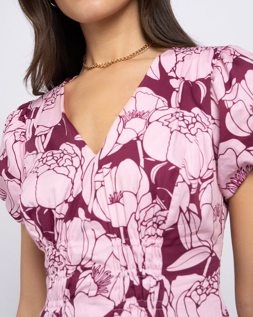 Abbey Women's Pink Floral Midi Dress