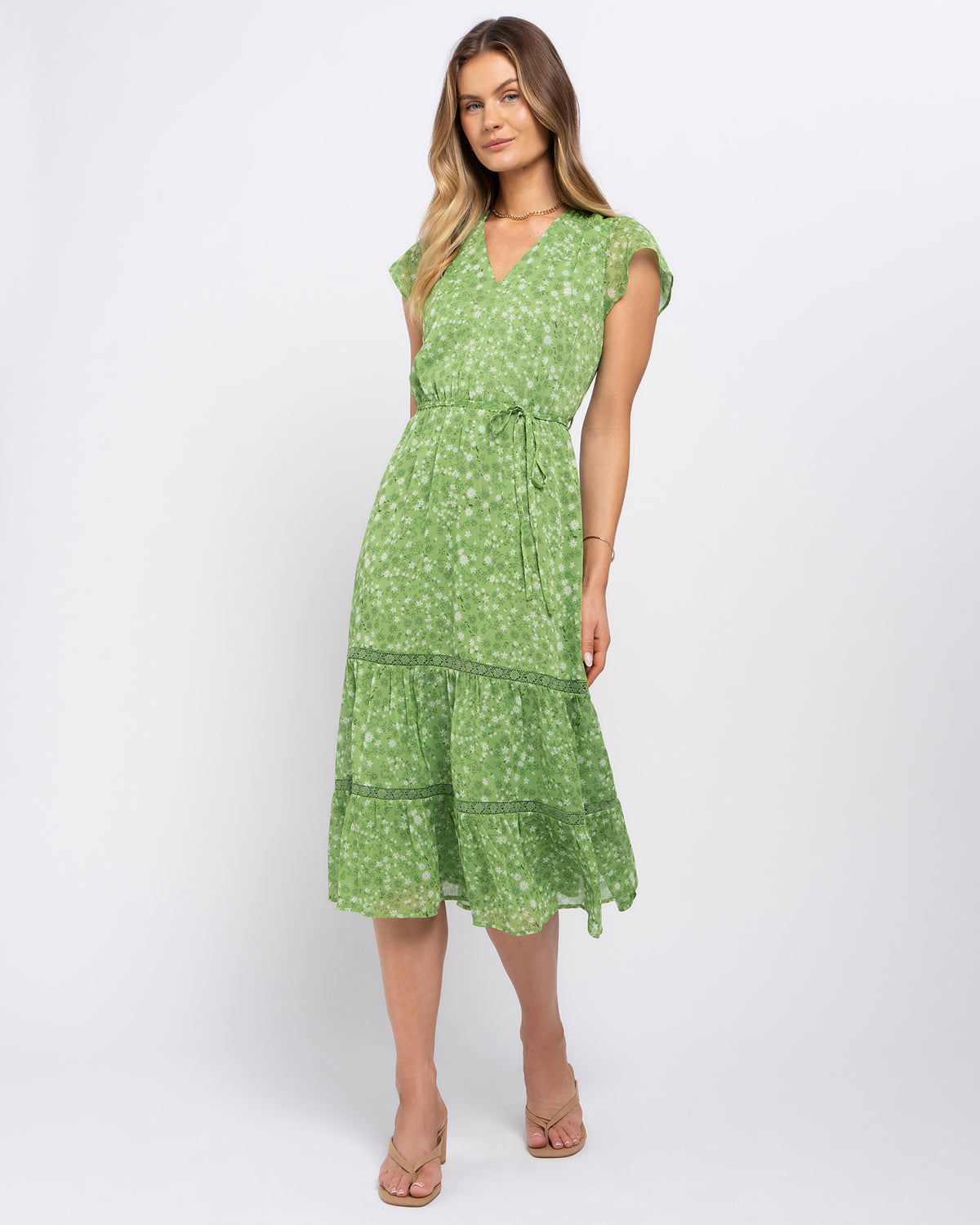 Margot Dress in Green Bloom