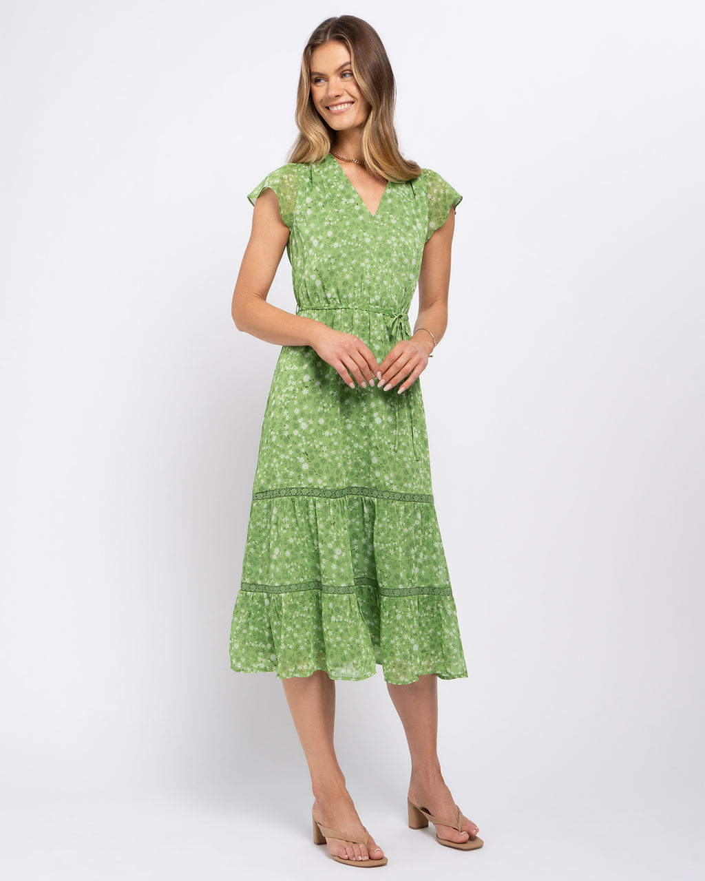 Margot Dress in Green Bloom