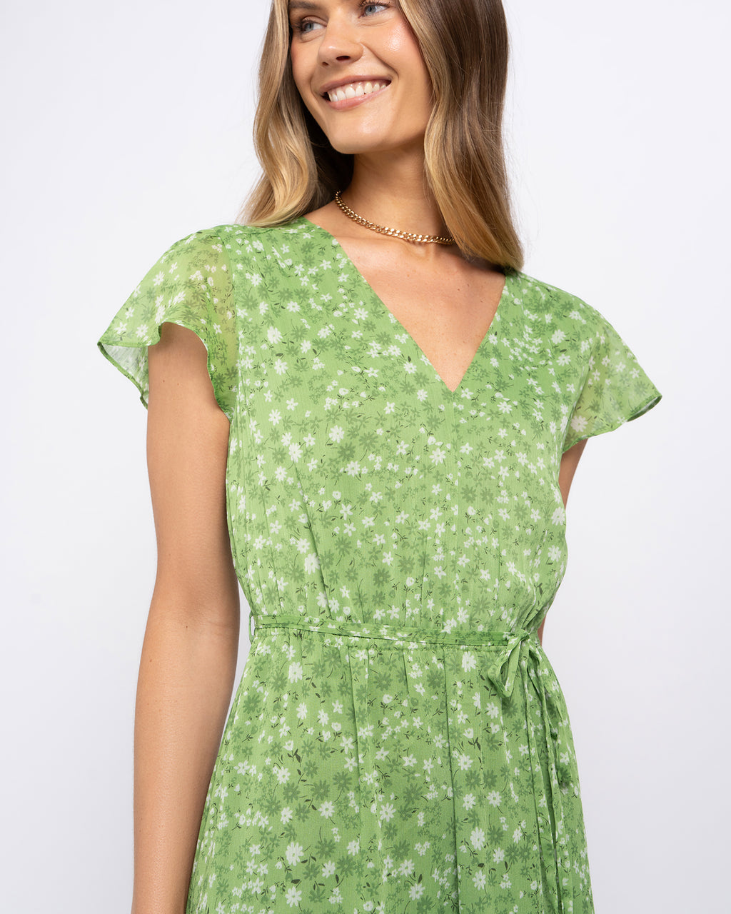 Margot Dress in Green Bloom