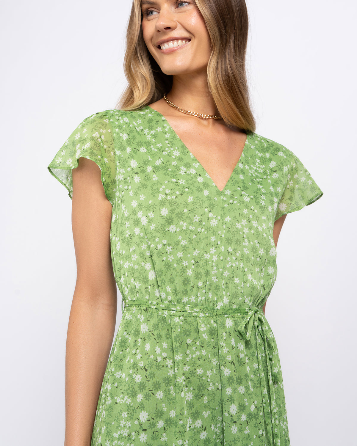 Margot Dress in Green Bloom