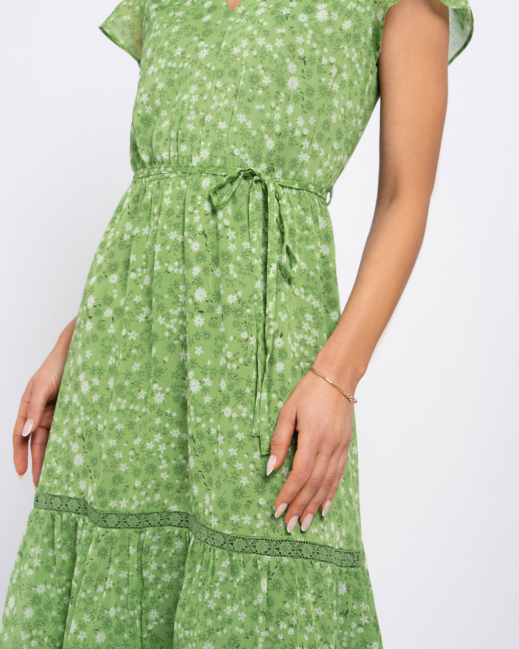 Margot Dress in Green Bloom