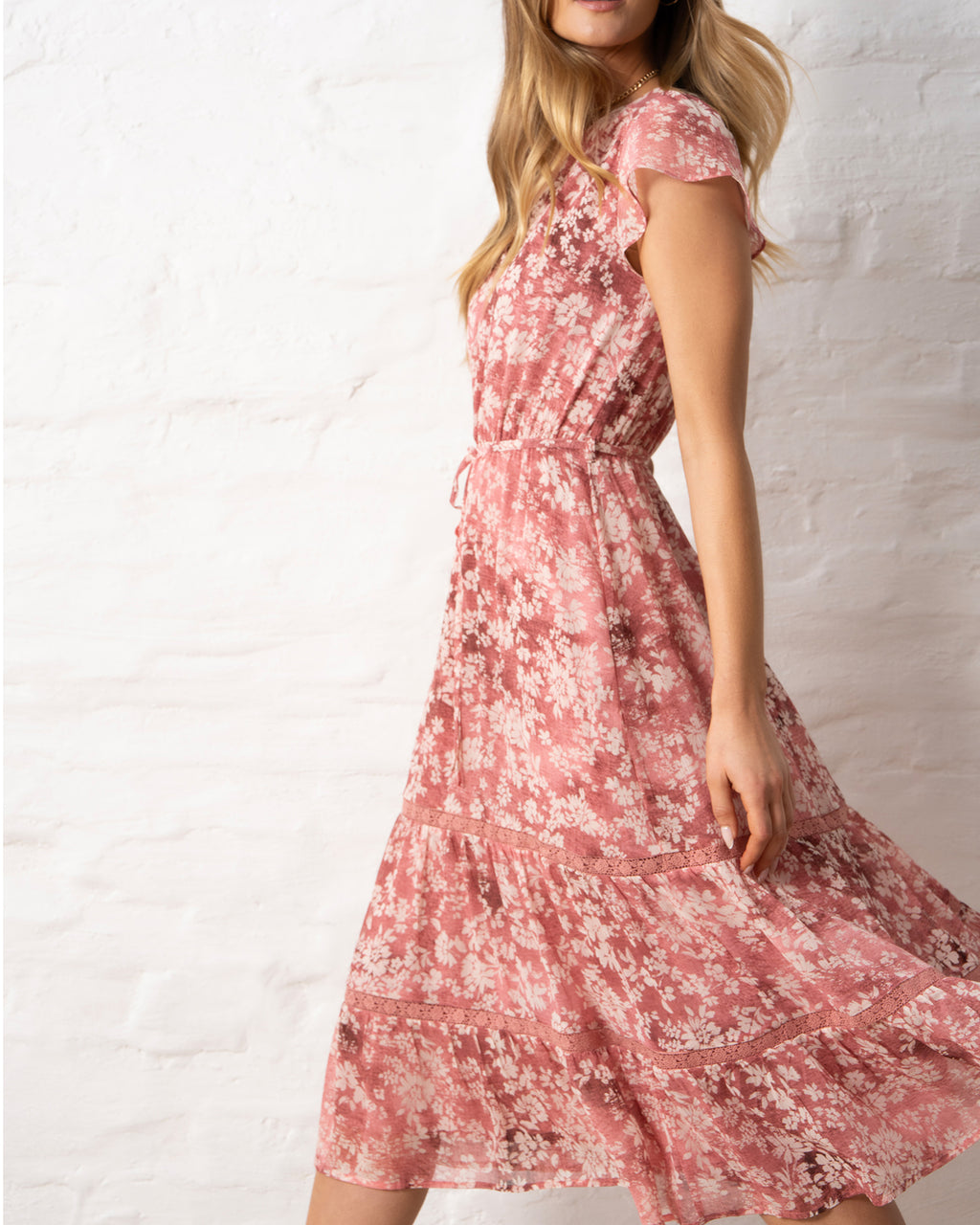 Margot Dress in Pink Ditsy