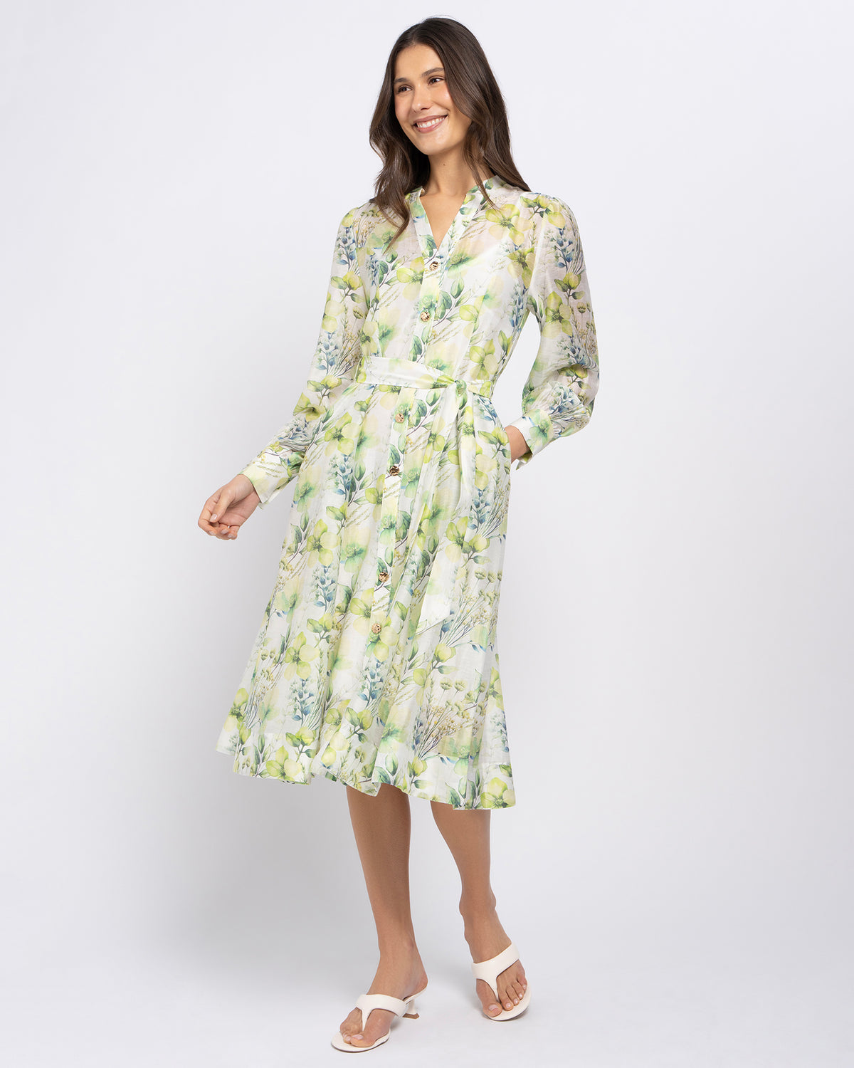 Maddie Women's Green Floral Midi Dress