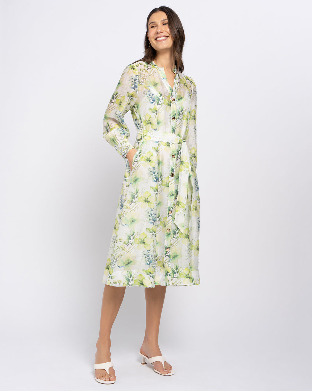 Maddie Women's Green Floral Midi Dress