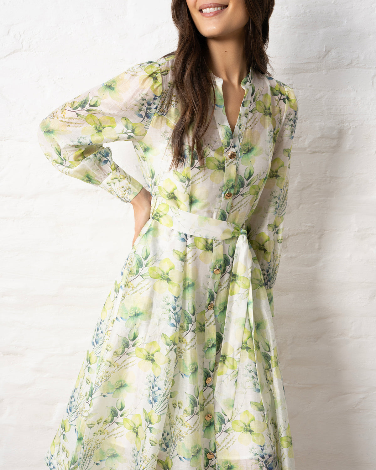 Maddie Women's Green Floral Midi Dress