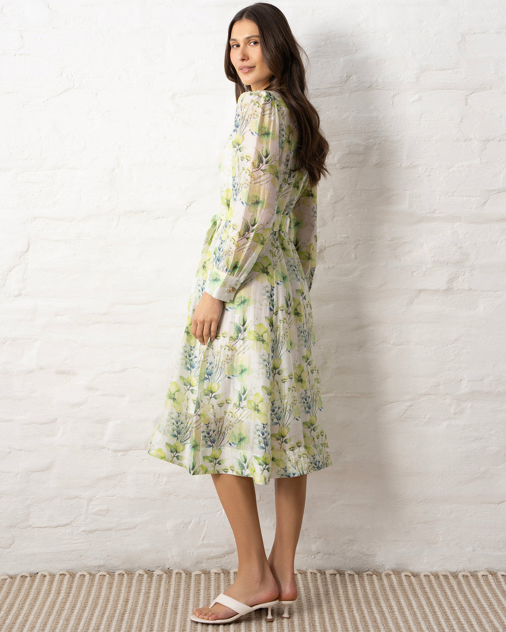 Maddie Women's Green Floral Midi Dress