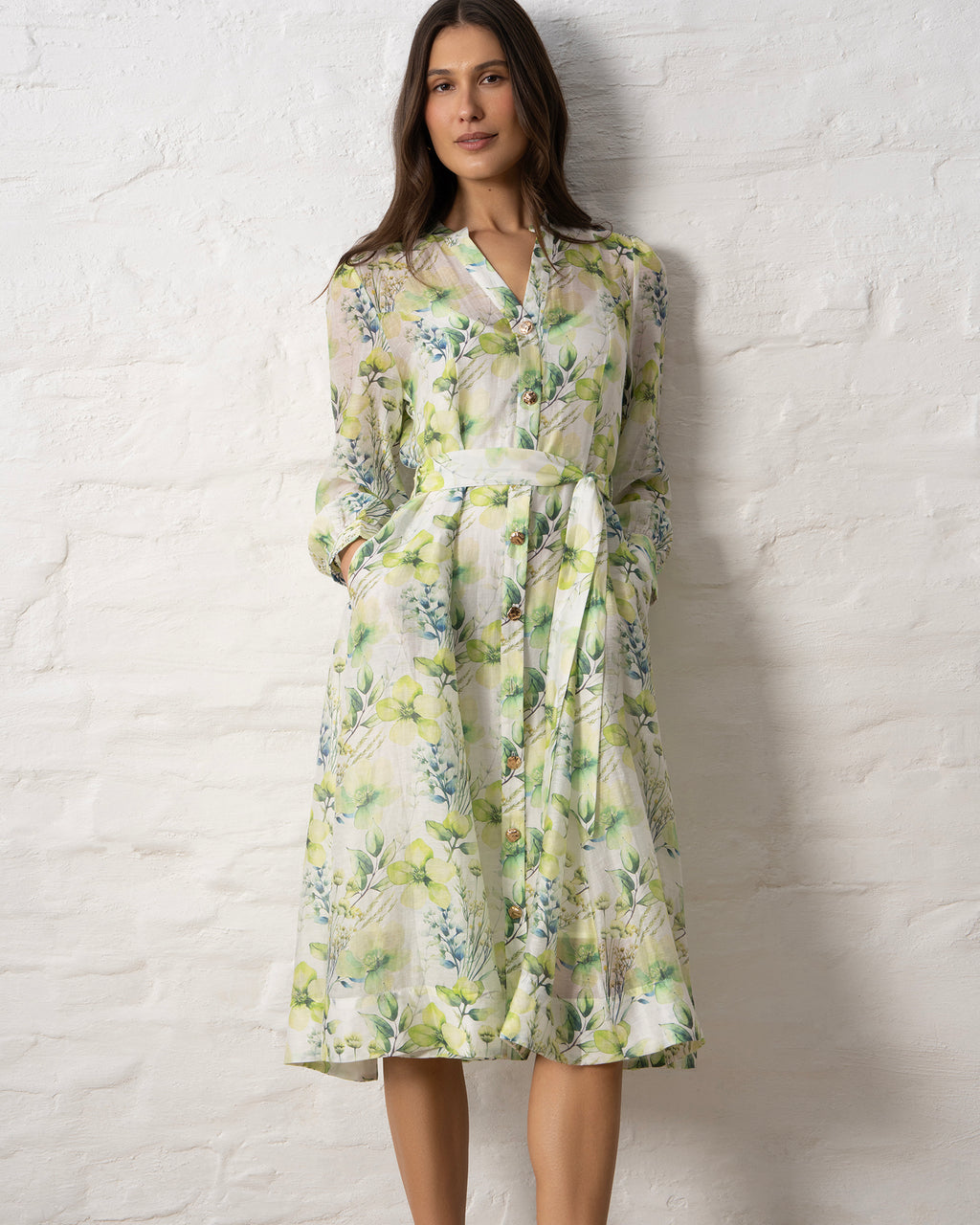 Maddie Women's Green Floral Midi Dress