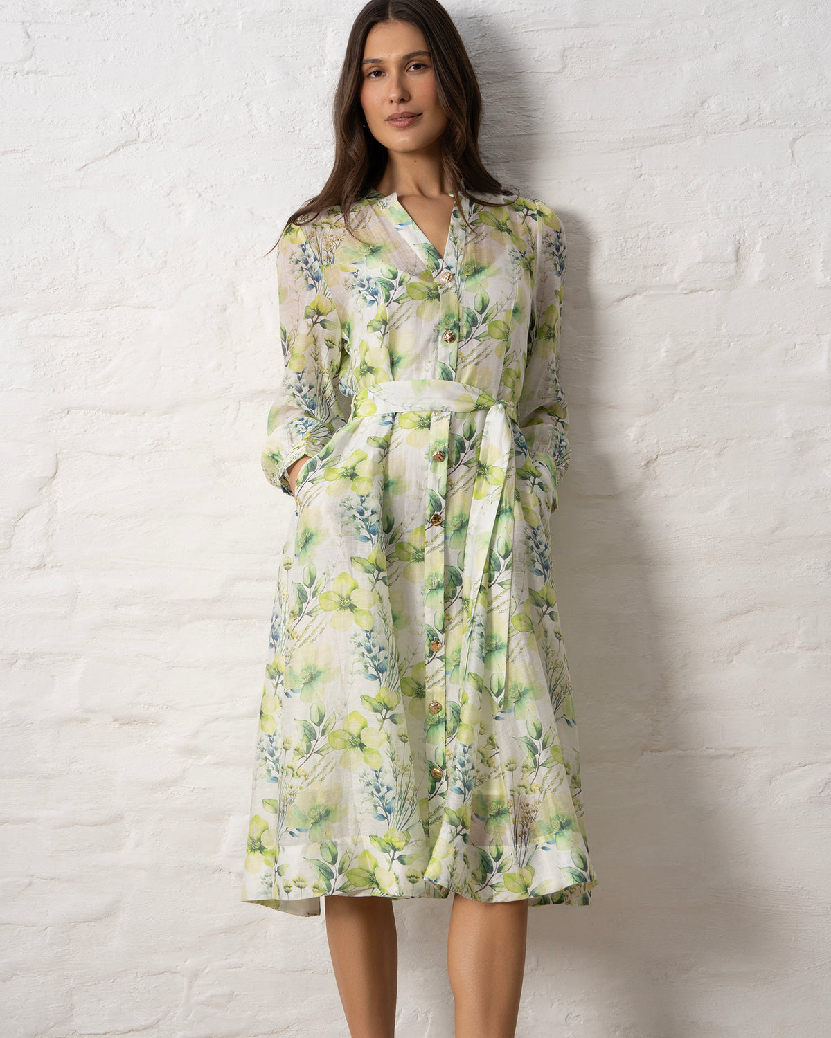 Maddie Women's Green Floral Midi Dress