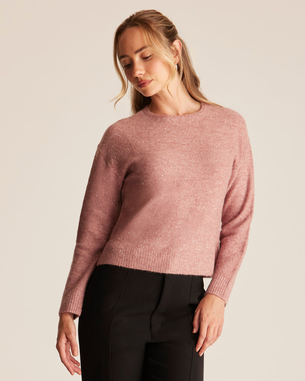Night Crew Sparkle Knit - Azalea - Stella Clothing
