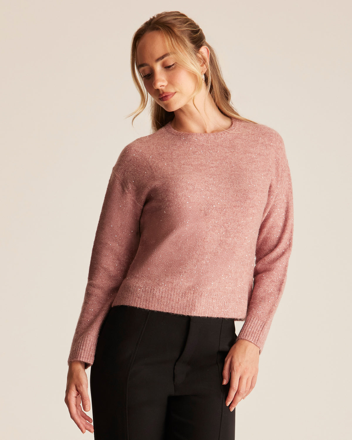 Night Crew Sparkle Knit - Azalea - Stella Clothing
