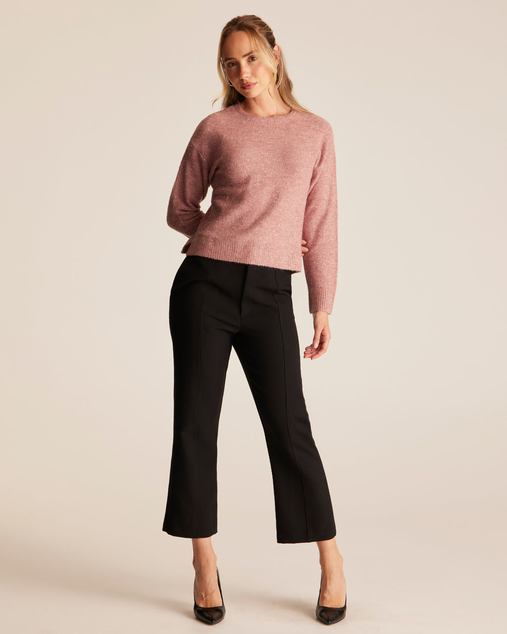 Night Crew Sparkle Knit - Azalea - Stella Clothing
