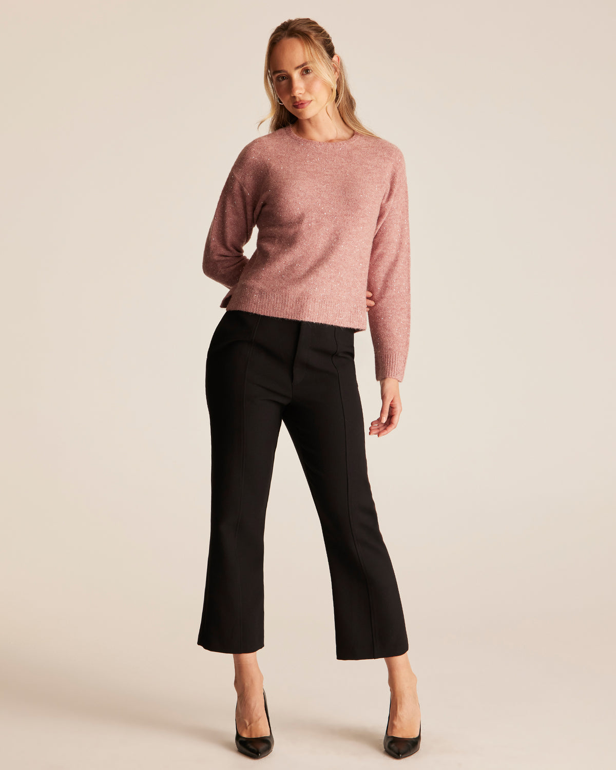 Night Crew Sparkle Knit - Azalea - Stella Clothing
