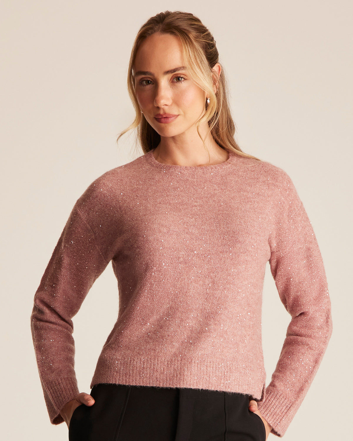 Night Crew Sparkle Knit - Azalea - Stella Clothing
