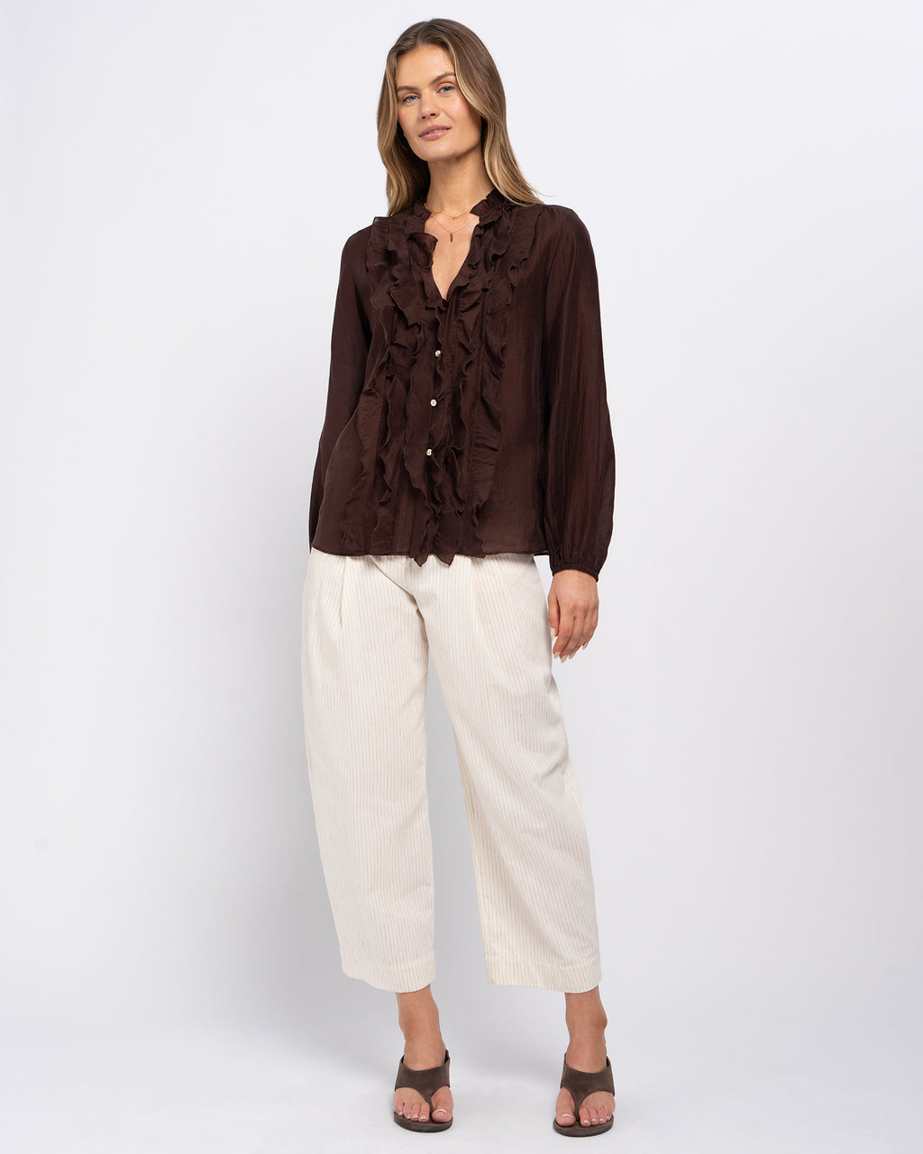Women's Brown Ruffle Blouse in Melbourne