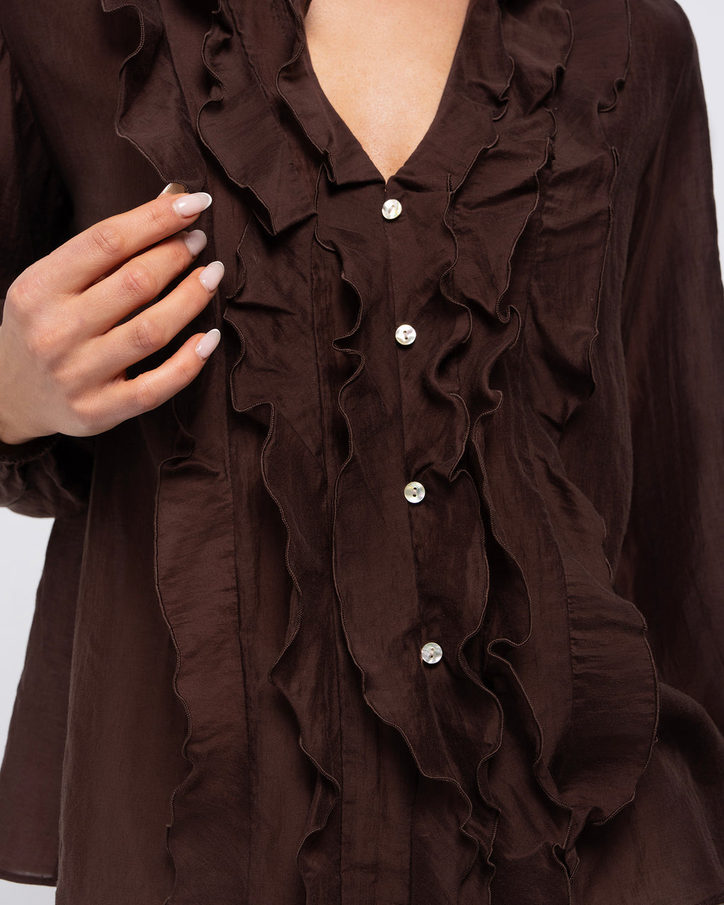 Women's Brown Ruffle Blouse in Melbourne