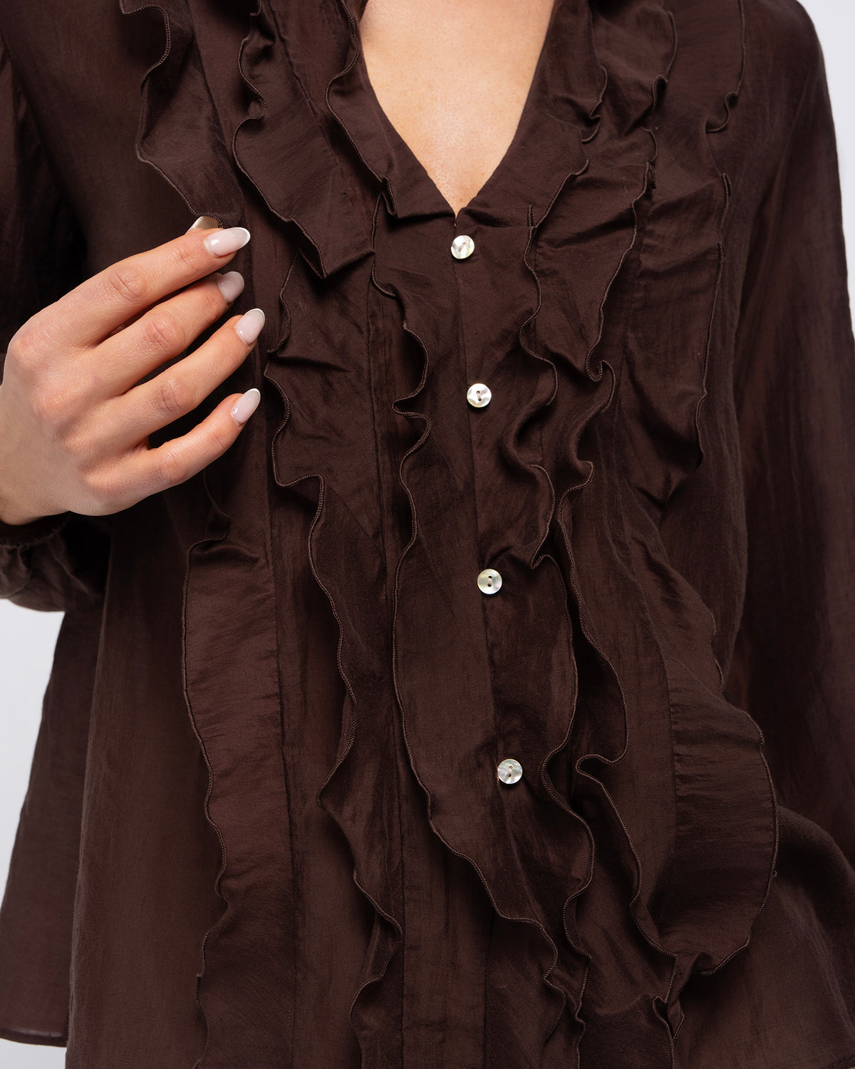 Women's Brown Ruffle Blouse in Melbourne