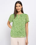 Margot Top in Green Bloom