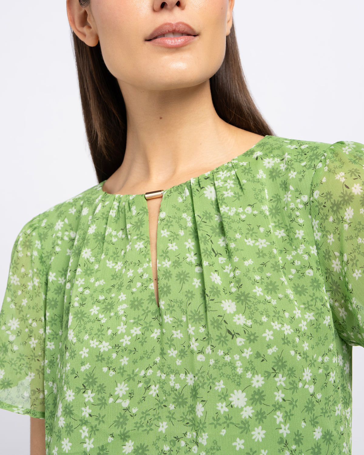 Margot Top in Green Bloom