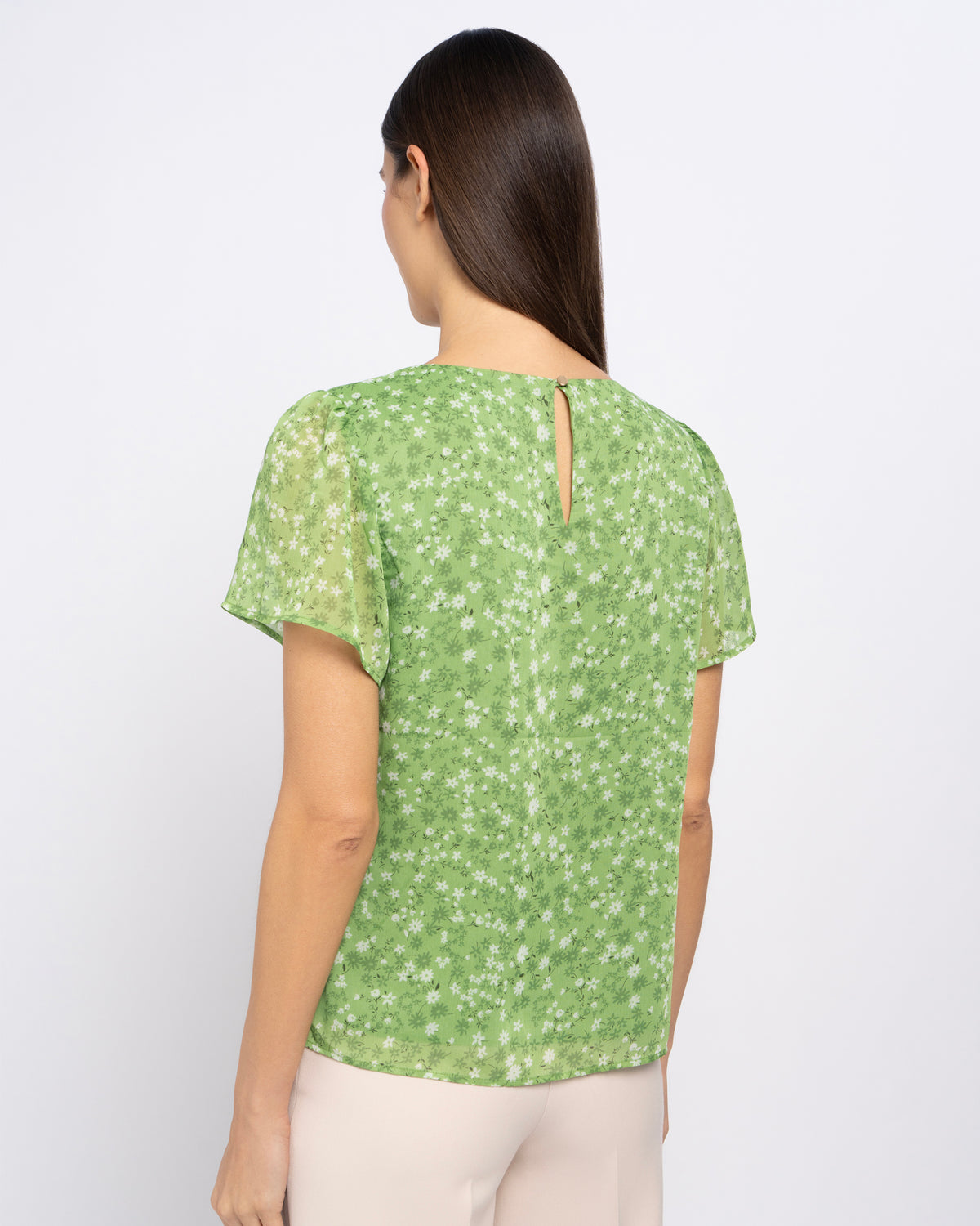 Margot Top in Green Bloom