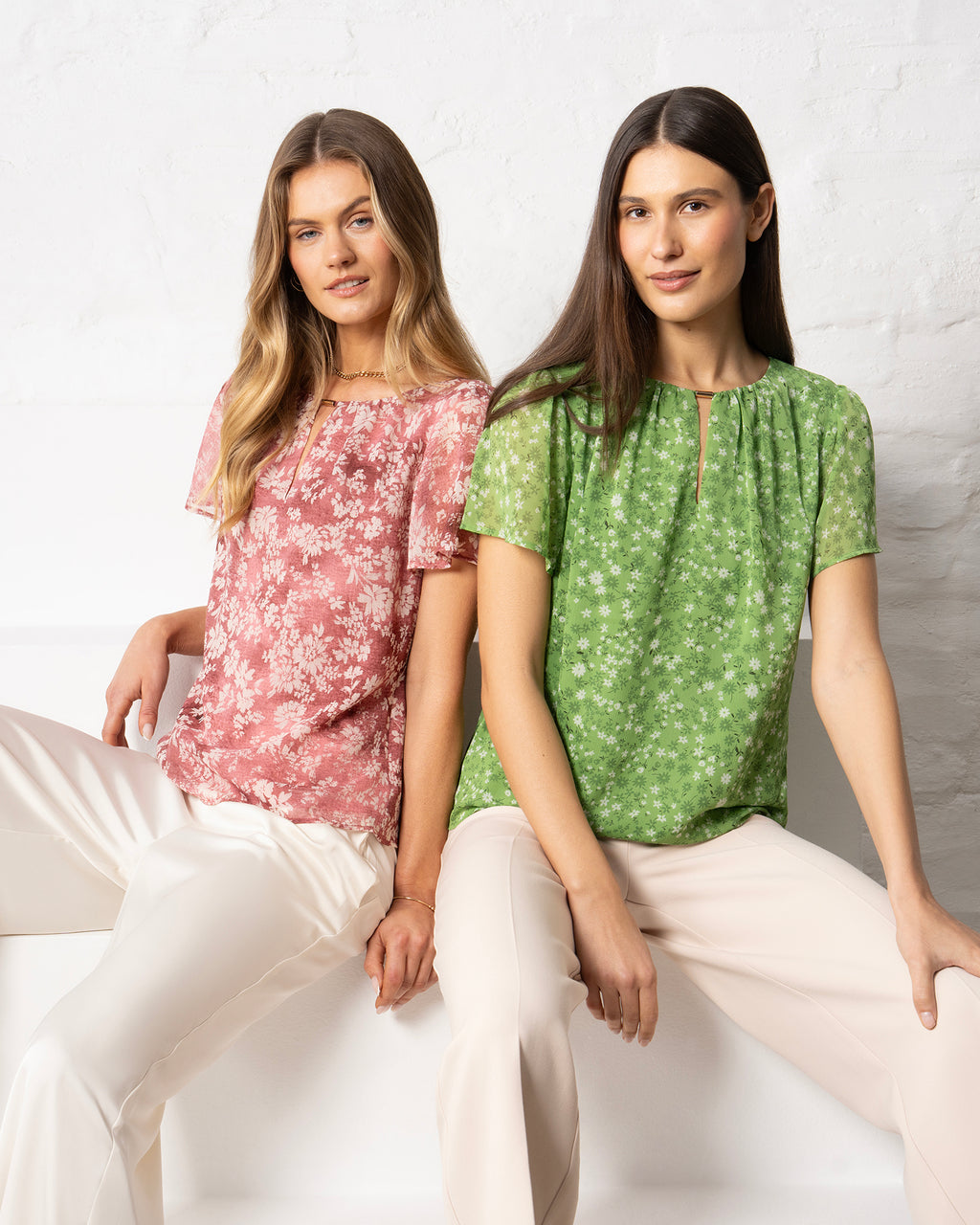 Margot Top in Green Bloom